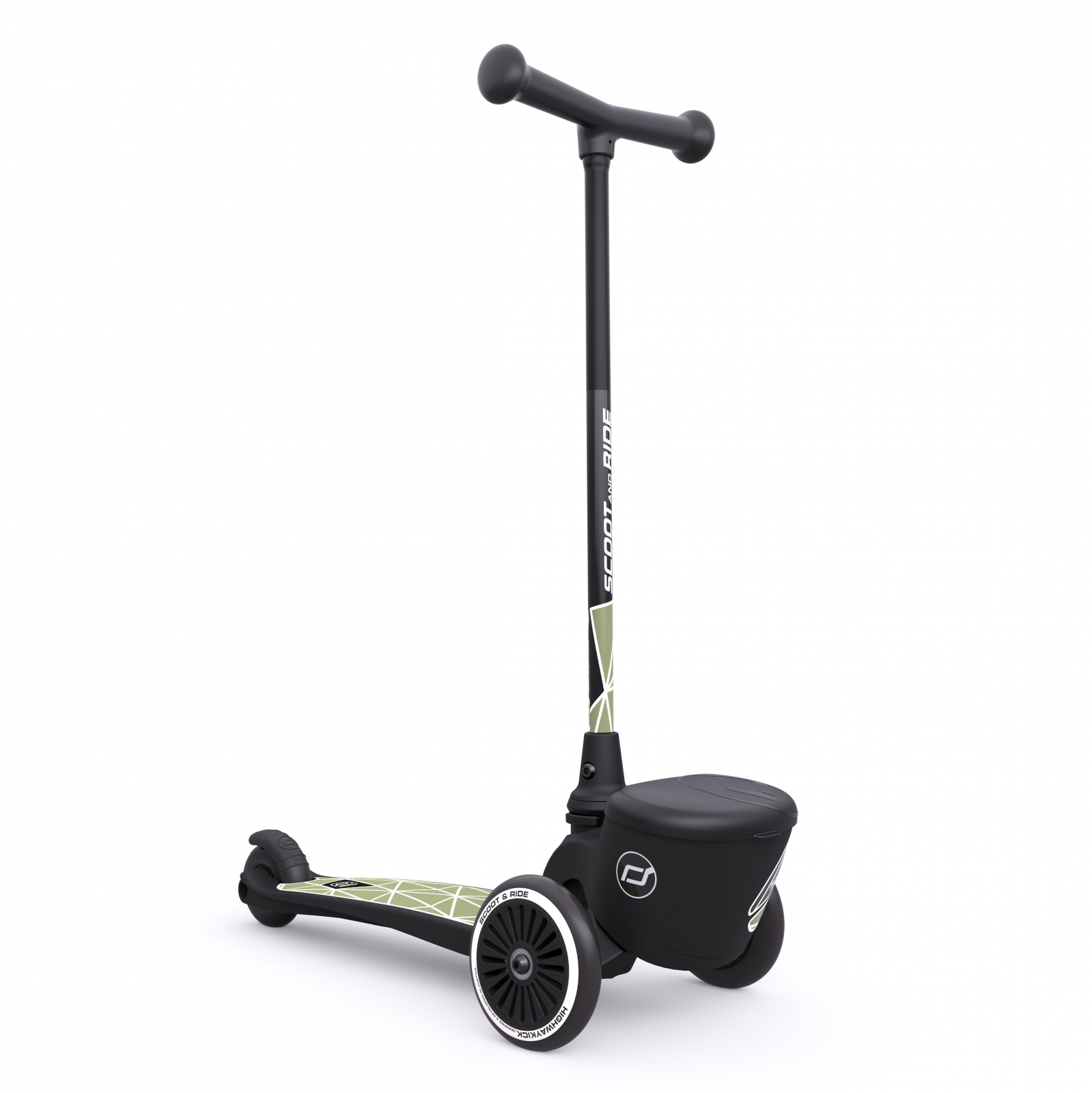 Trotineta copii pliabila cu suport jucarie - Highwaykick 2 Lifestyle Green Line, 2 ani +, pana la 50 kg - Scoot & Ride