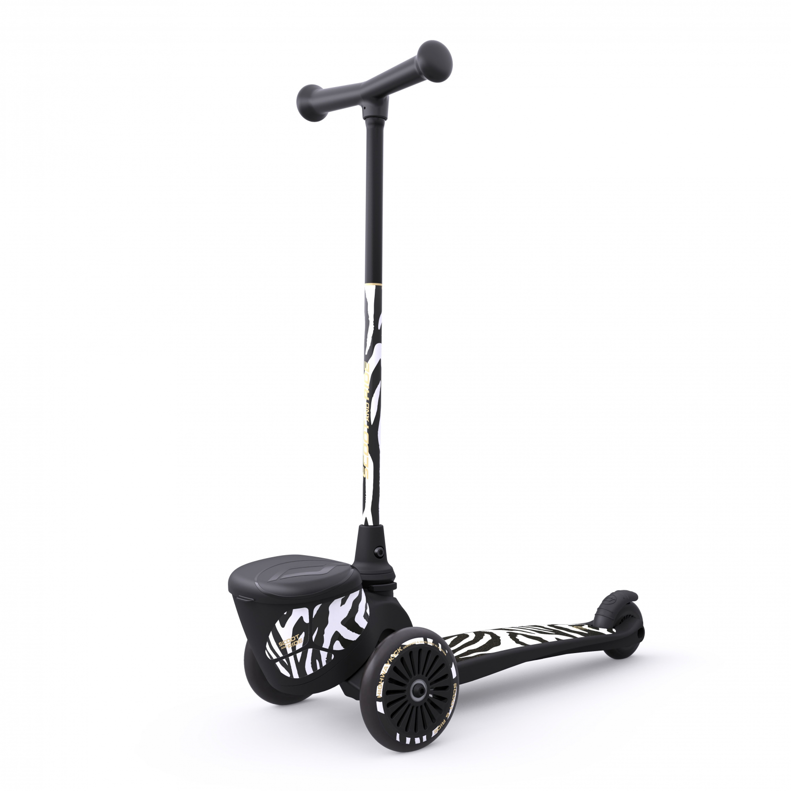 Trotineta copii pliabila cu suport jucarie - Highwaykick 2 Lifestyle Zebra - 2 ani +, pana la 50 kg - Scoot & Ride