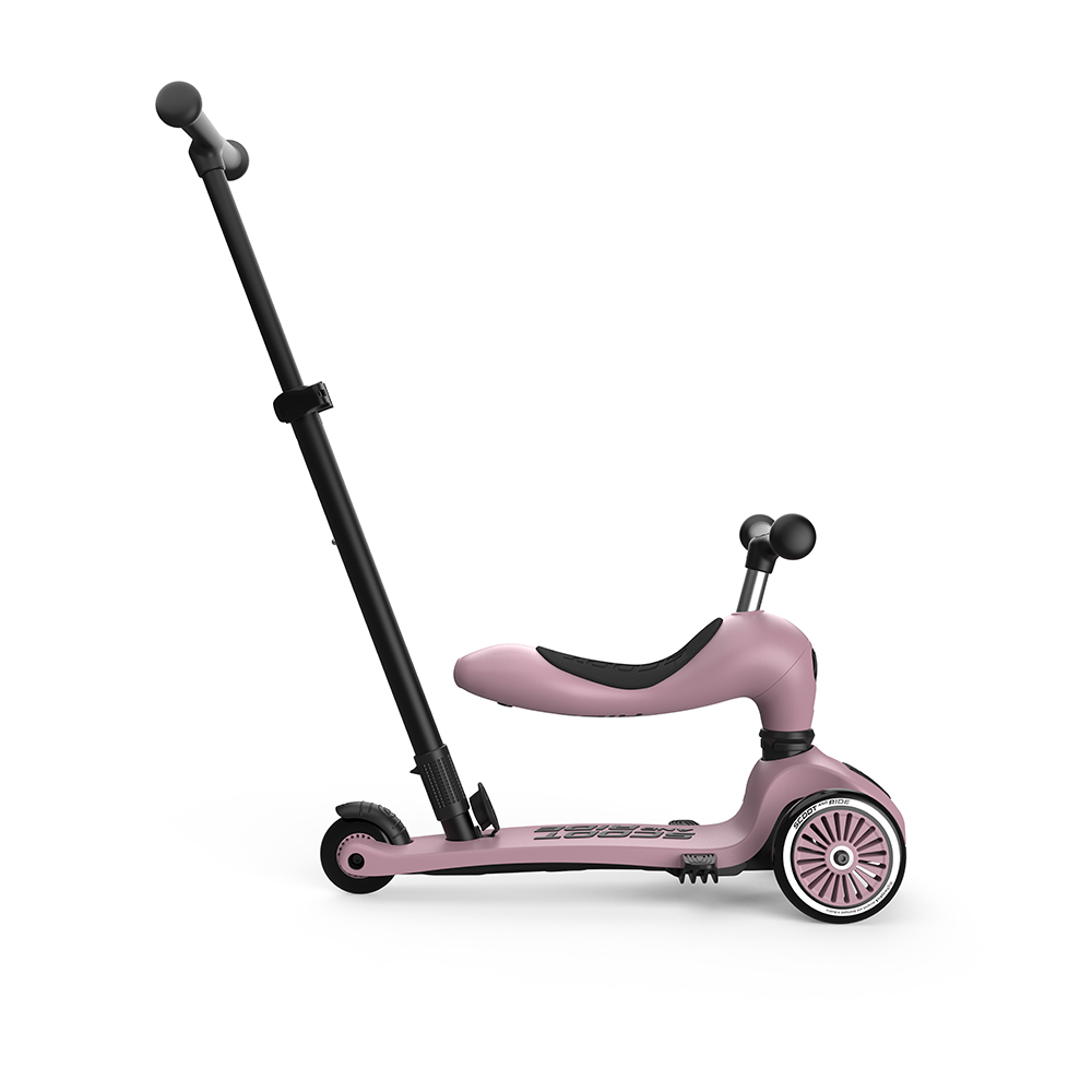Trotineta copii cu sezut si maner - transformabila 3in1 - Highwaykick 1 Push and Go Wildberry, 1-5 ani, pana la 50 kg - Scoot & Ride