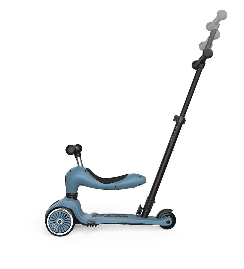 Trotineta copii cu sezut si maner - transformabila 3in1 - Highwaykick 1 Push and Go Steel, 1-5 ani, pana la 50 kg - Scoot & Ride