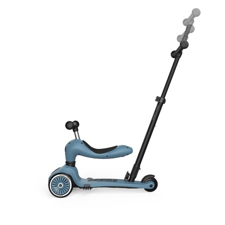 Trotineta copii cu sezut si maner - transformabila 3in1 - Highwaykick 1 Push and Go Steel, 1-5 ani, pana la 50 kg - Scoot & Ride
