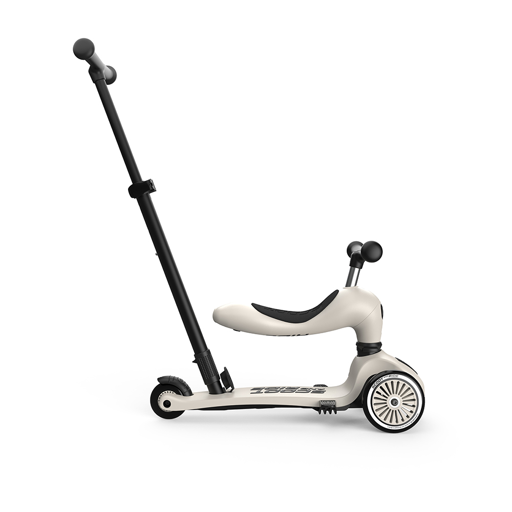 Trotineta copii cu sezut si maner - transformabila 3in1 - Highwaykick 1 Push and Go Ash, 1-5 ani, pana la 50 kg - Scoot & Ride