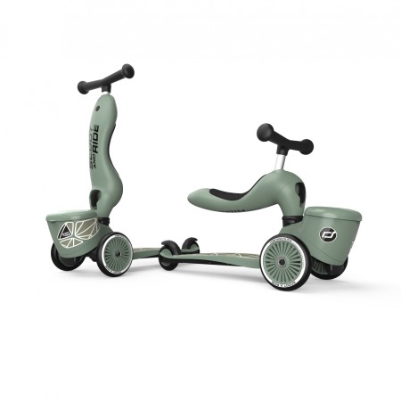 Trotineta copii cu sezut si suport jucarie - transformabila 2in1 - HighwayKick 1 Lifestyle Greenlines, 1-5 ani, pana la 50 kg - Scoot & Ride