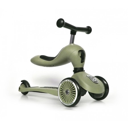 Trotineta copii cu sezut - transformabila 2in1 - HighwayKick 1 Olive, 1-5 ani, pana la 50 kg - Scoot & Ride