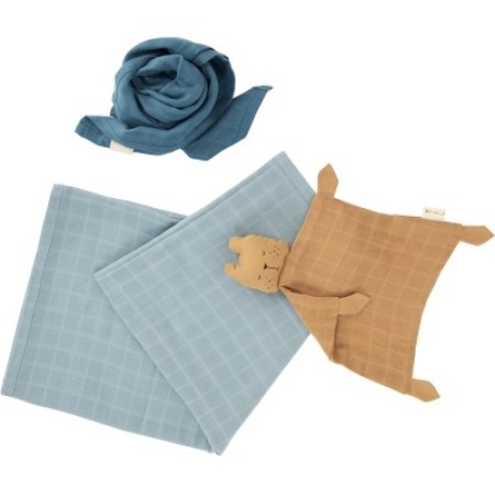 Set pentru bebelusi din bumbac organic - Cottage Blue Mix - Fabelab Set pentru bebelusi din bumbac organic - Cottage Blue Mix - Fabelab