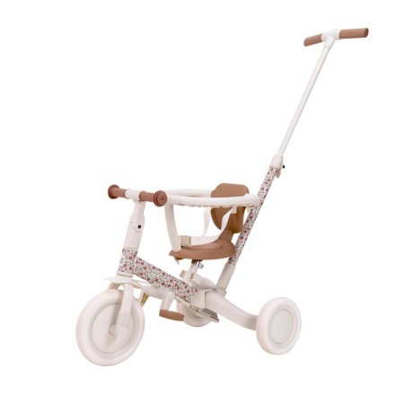 Tricicleta 4 in 1 cu bara de impingere - Off White - Little Dutch