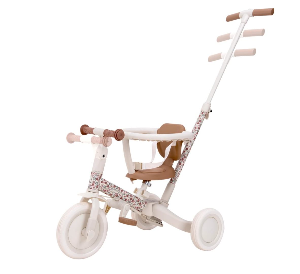 Tricicleta 4 in 1 cu bara de impingere - Off White - Little Dutch