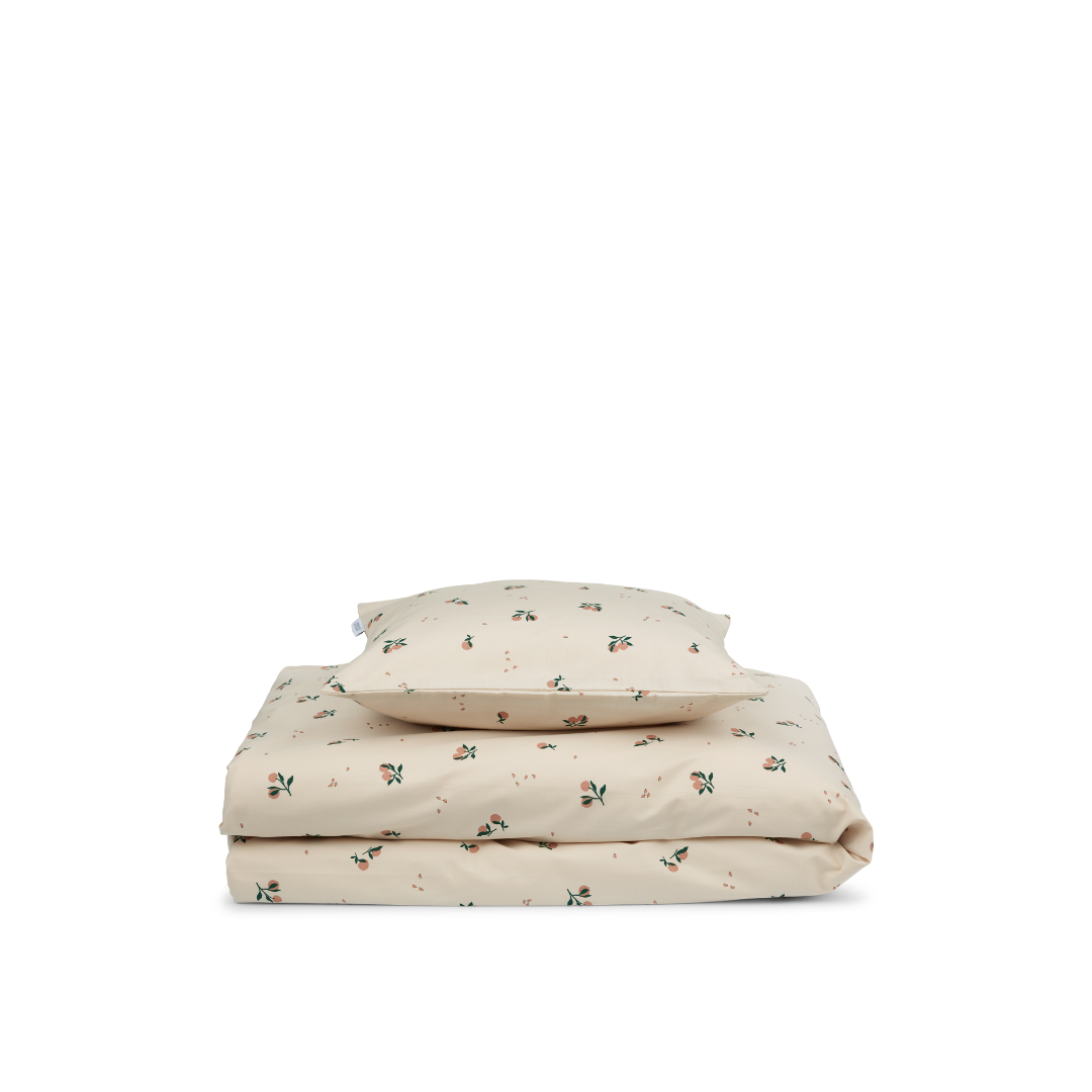 Lenjerie de pat pentru bebelusi din bumbac organic - 70 x 100 cm - Carmen Peach/Sea Shell - Liewood