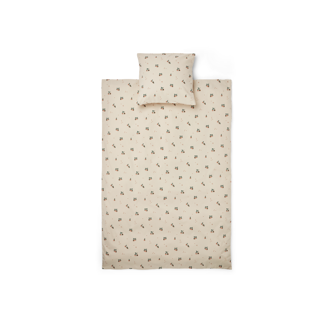 Lenjerie de pat pentru bebelusi din bumbac organic - 70 x 100 cm - Carmen Peach/Sea Shell - Liewood