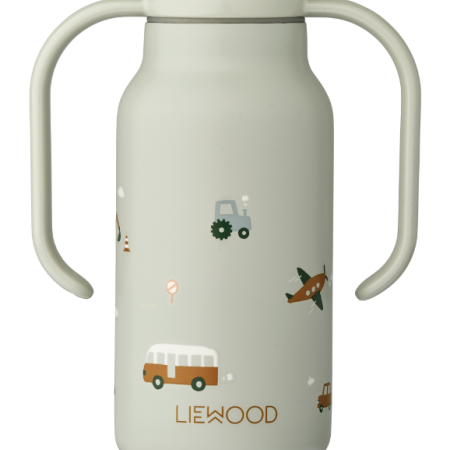 Sticla pentru apa cu pai - Kimmie Vehicles/Dove blue - Liewood