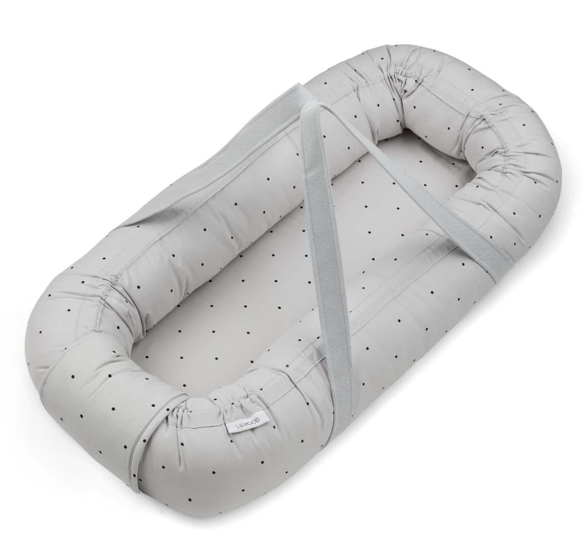 Baby Nest/Babylift din bumbac organic - Dot Dumbo Grey - Liewood