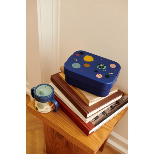 Caserola compartimentata din tritan cu capac din silicon si tacam inclus - Kamil Classic Navy - Liewood
