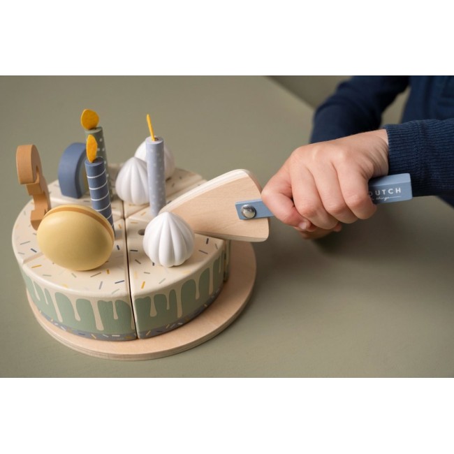Tort aniversar cu decoratiuni pentru 1 - 5 ani - Albastru - Little Dutch Tort aniversar cu decoratiuni pentru 1 - 5 ani - Albastru - Little Dutch