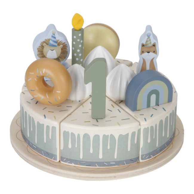 Tort aniversar cu decoratiuni pentru 1 - 5 ani - Albastru - Little Dutch Tort aniversar cu decoratiuni pentru 1 - 5 ani - Albastru - Little Dutch