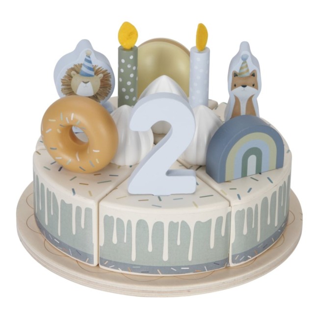 Tort aniversar cu decoratiuni pentru 1 - 5 ani - Albastru - Little Dutch Tort aniversar cu decoratiuni pentru 1 - 5 ani - Albastru - Little Dutch