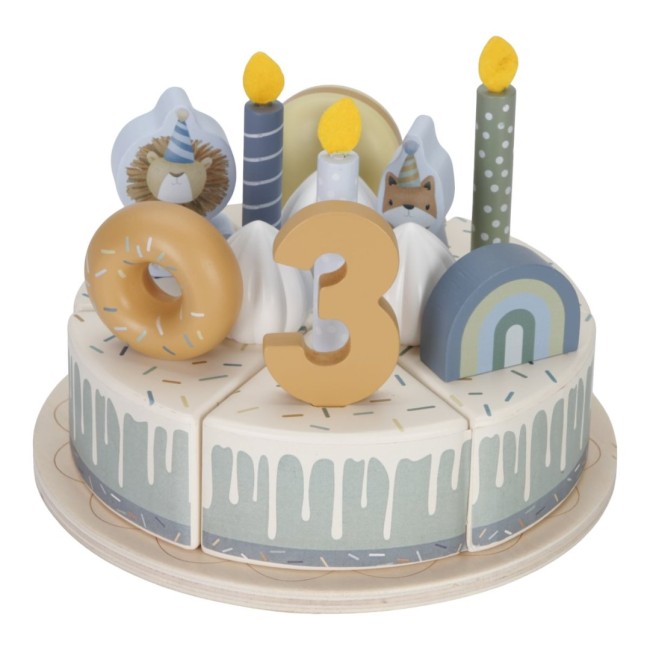 Tort aniversar cu decoratiuni pentru 1 - 5 ani - Albastru - Little Dutch Tort aniversar cu decoratiuni pentru 1 - 5 ani - Albastru - Little Dutch