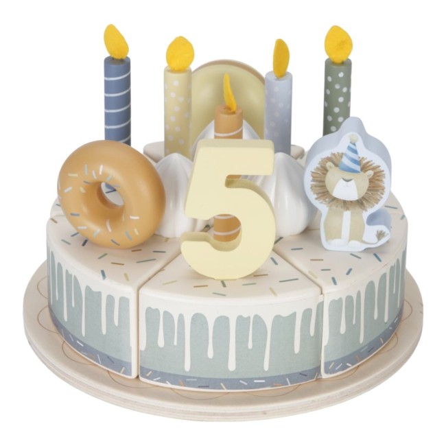 Tort aniversar cu decoratiuni pentru 1 - 5 ani - Albastru - Little Dutch Tort aniversar cu decoratiuni pentru 1 - 5 ani - Albastru - Little Dutch