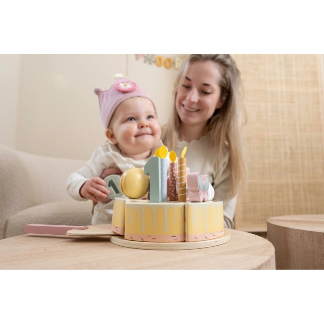 Tort aniversar cu decoratiuni pentru 1 - 5 ani - Roz - Little Dutch Tort aniversar cu decoratiuni pentru 1 - 5 ani - Roz - Little Dutch