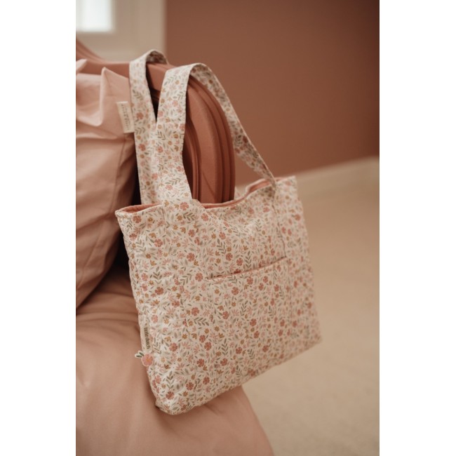 Geanta de maternitate cu accesorii pentru papusi - Soft Flowers - Little Dutch