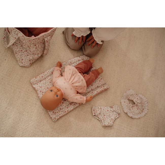 Geanta de maternitate cu accesorii pentru papusi - Soft Flowers - Little Dutch