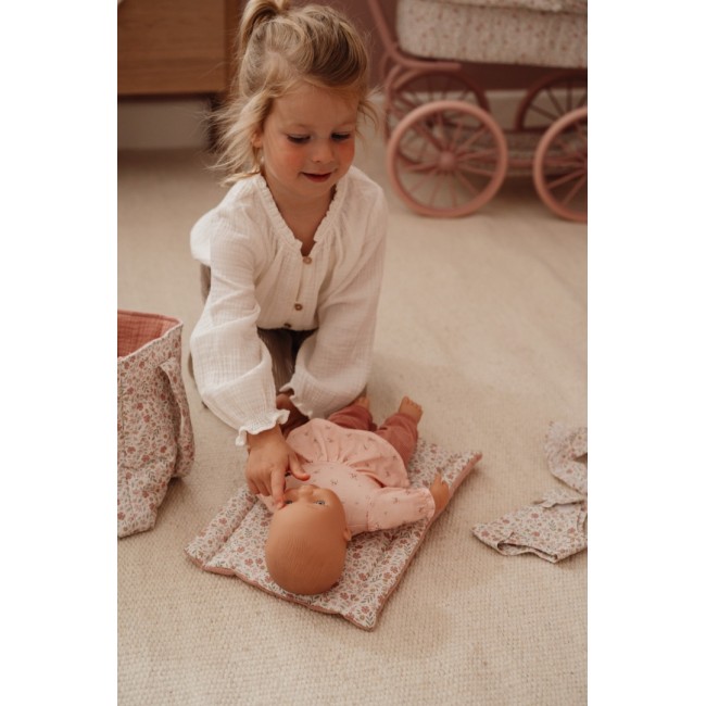 Geanta de maternitate cu accesorii pentru papusi - Soft Flowers - Little Dutch
