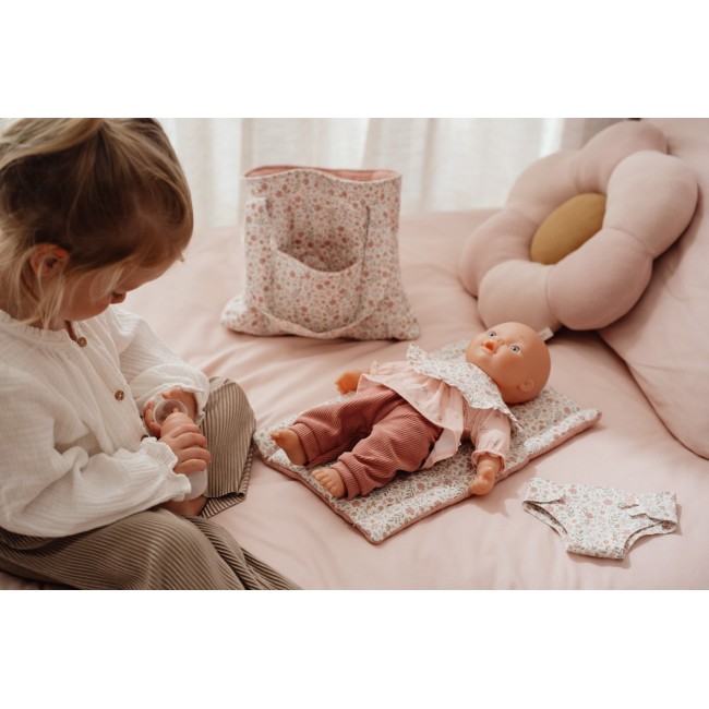 Geanta de maternitate cu accesorii pentru papusi - Soft Flowers - Little Dutch