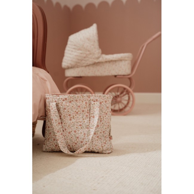 Geanta de maternitate cu accesorii pentru papusi - Soft Flowers - Little Dutch