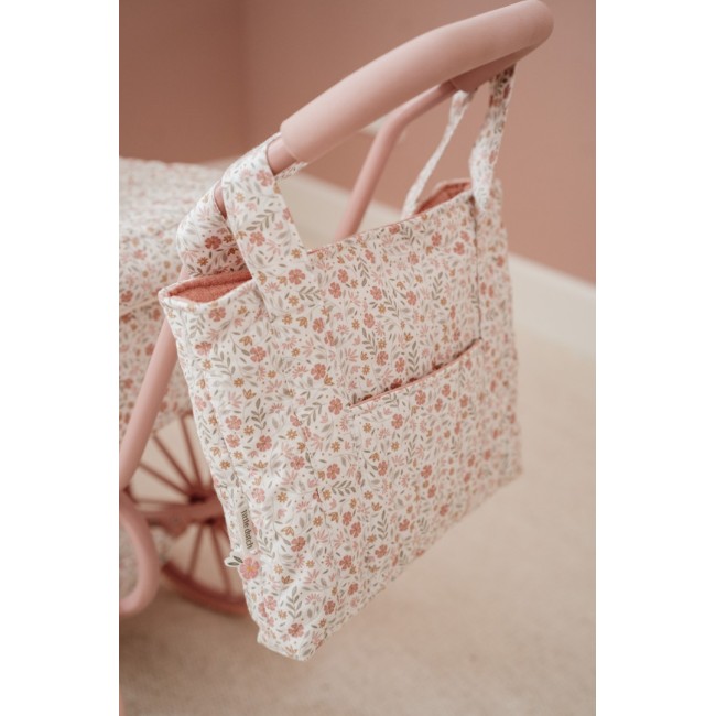 Geanta de maternitate cu accesorii pentru papusi - Soft Flowers - Little Dutch