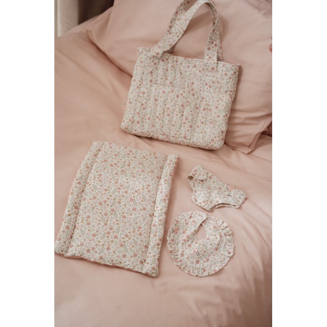 Geanta de maternitate cu accesorii pentru papusi - Soft Flowers - Little Dutch