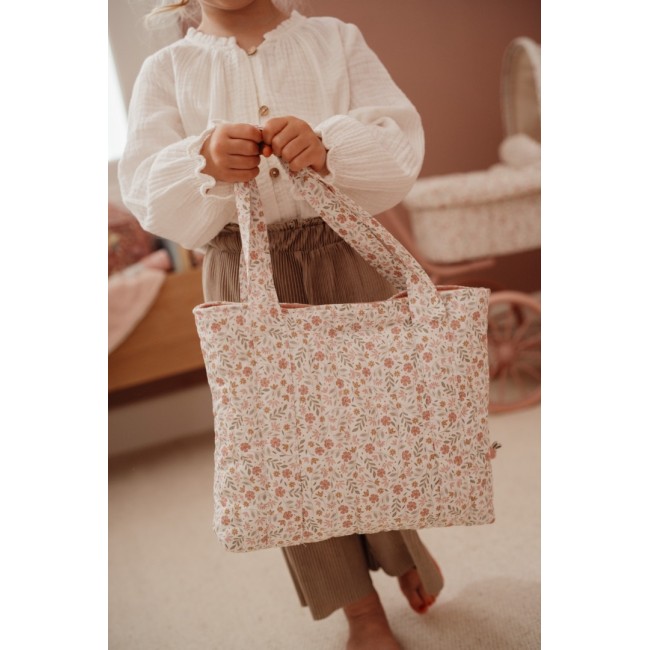 Geanta de maternitate cu accesorii pentru papusi - Soft Flowers - Little Dutch