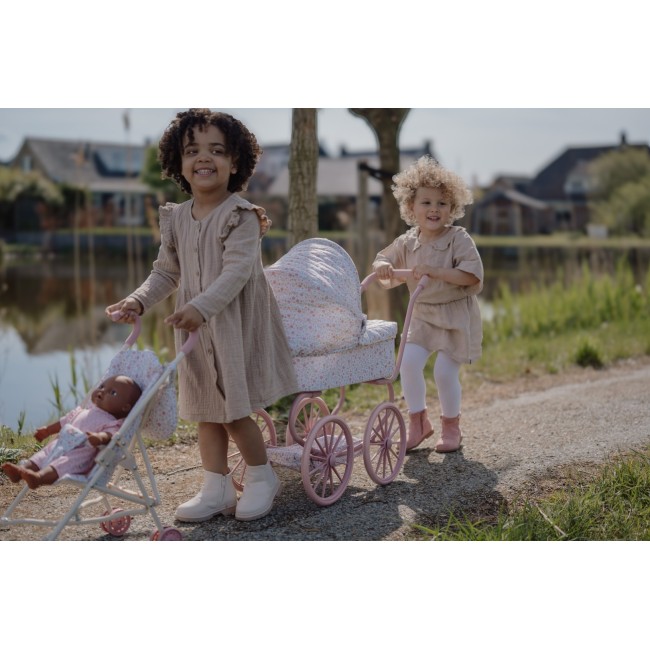 Carucior cu landou pentru papusi - Pink - Little Dutch