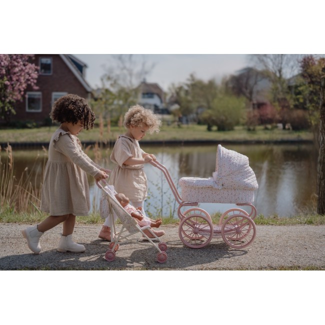 Carucior cu landou pentru papusi - Pink - Little Dutch