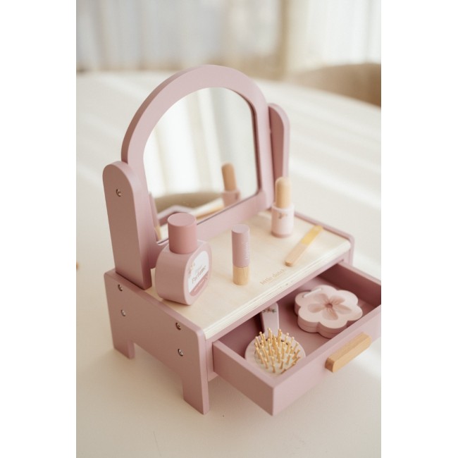 Masuta de toaleta cu accesorii pentru copii - Pink - Little Dutch