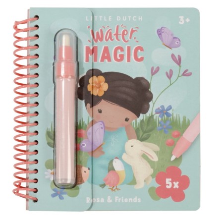 Carte magica de colorat cu apa - Rosa - Little Dutch