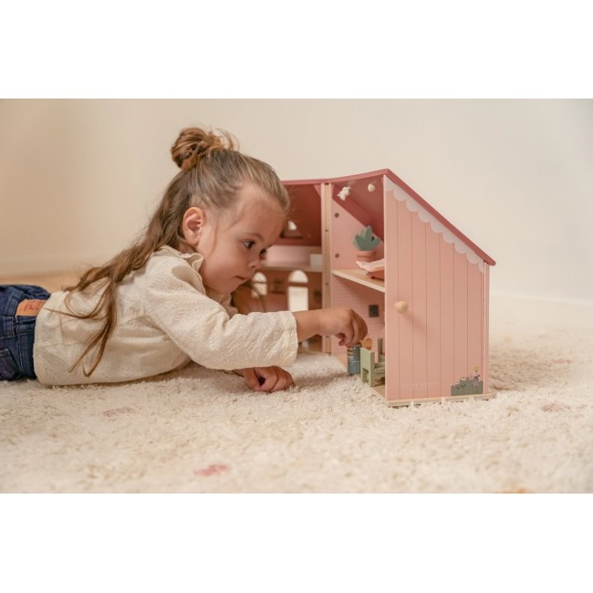 Casuta de papusi portabila din lemn FSC cu mobilier - Little Dutch Casuta de papusi portabila din lemn FSC cu mobilier - Little Dutch