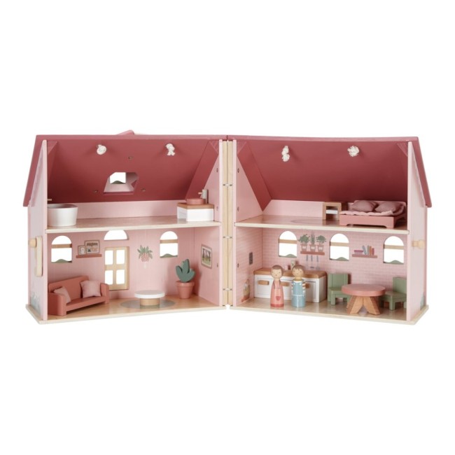 Casuta de papusi portabila din lemn FSC cu mobilier - Little Dutch Casuta de papusi portabila din lemn FSC cu mobilier - Little Dutch