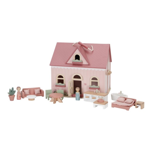 Casuta de papusi portabila din lemn FSC cu mobilier - Little Dutch Casuta de papusi portabila din lemn FSC cu mobilier - Little Dutch