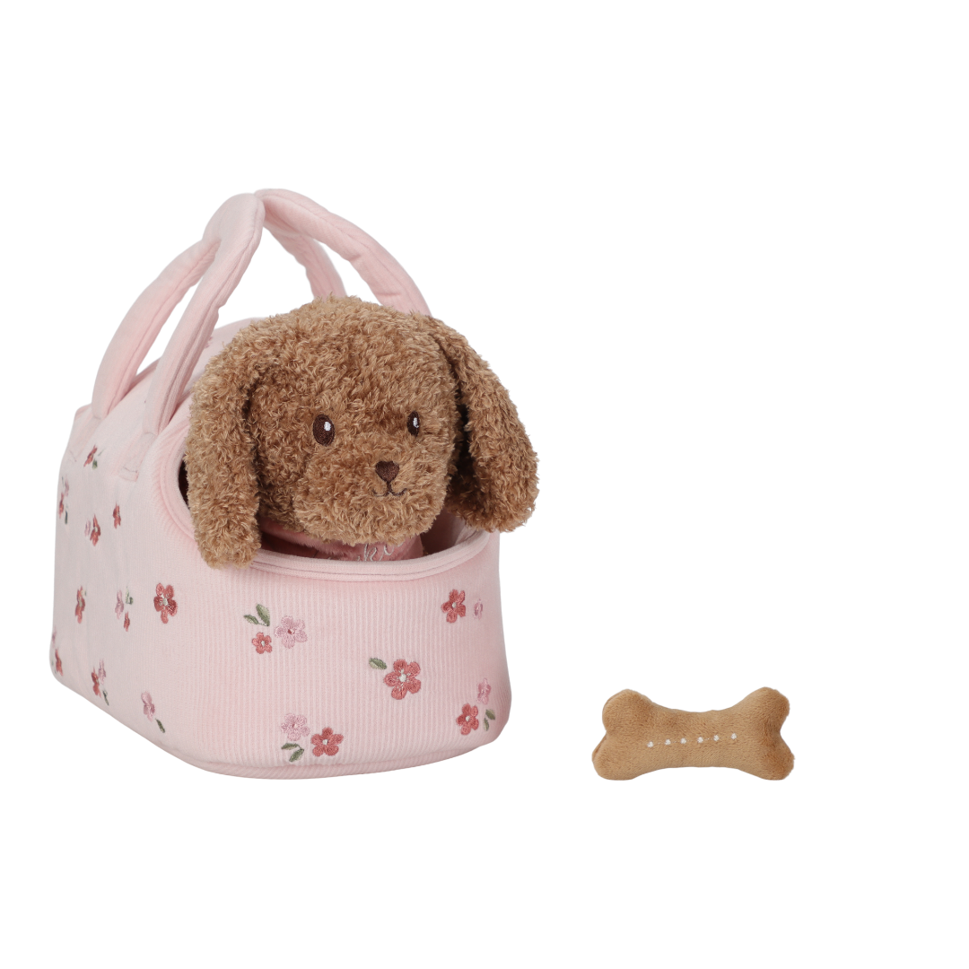 Jucarie de plus certificata GRS - Catelul Jackie cu gentuta - Little Dutch