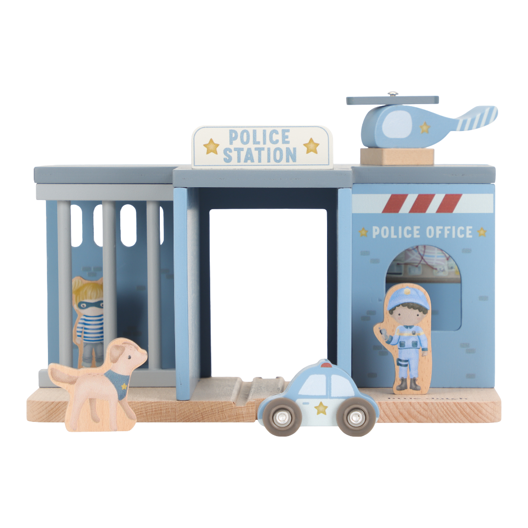 Sectie de politie cu figurine din lemn FSC - Little Dutch