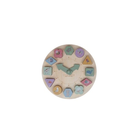 Puzzle 3D din lemn cu ceas - Little Farm - Little Dutch