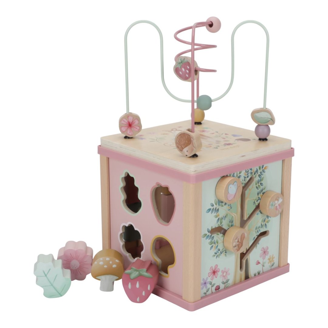 Jucarie Cub cu Activitati din lemn FSC - Pink - Fairy Garden - Little Dutch
