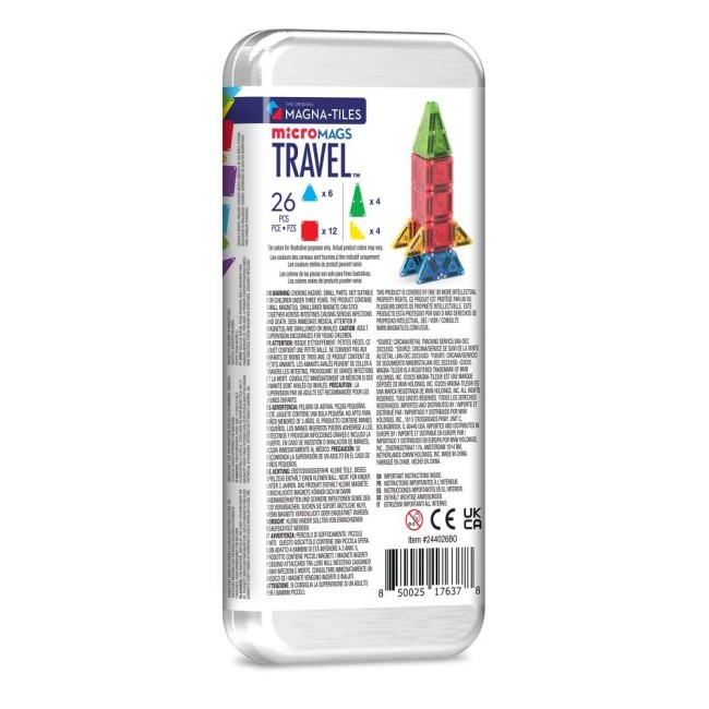 Magna-Tiles microMAGS Travel 26 de piese - joaca magnetica in deplasare