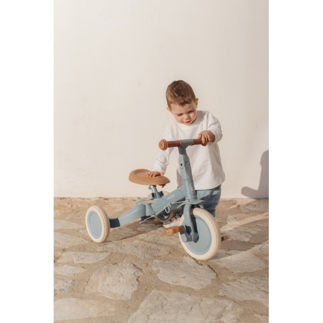 Tricicleta 4 in 1 cu bara de impingere - Blue - Little Dutch