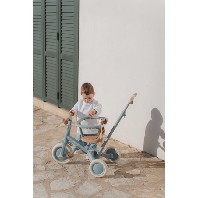 Tricicleta 4 in 1 cu bara de impingere - Blue - Little Dutch