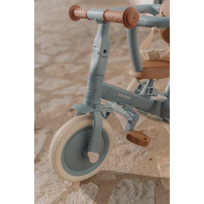 Tricicleta 4 in 1 cu bara de impingere - Blue - Little Dutch
