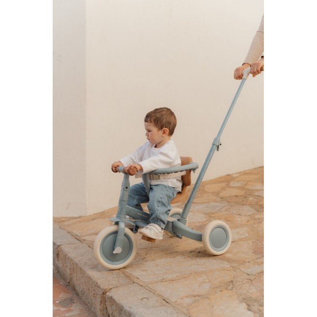 Tricicleta 4 in 1 cu bara de impingere - Blue - Little Dutch