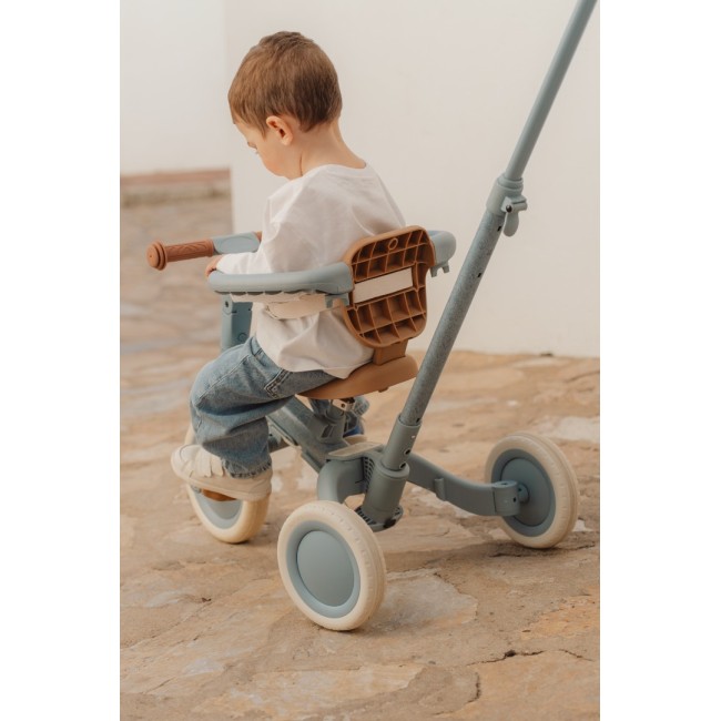 Tricicleta 4 in 1 cu bara de impingere - Blue - Little Dutch