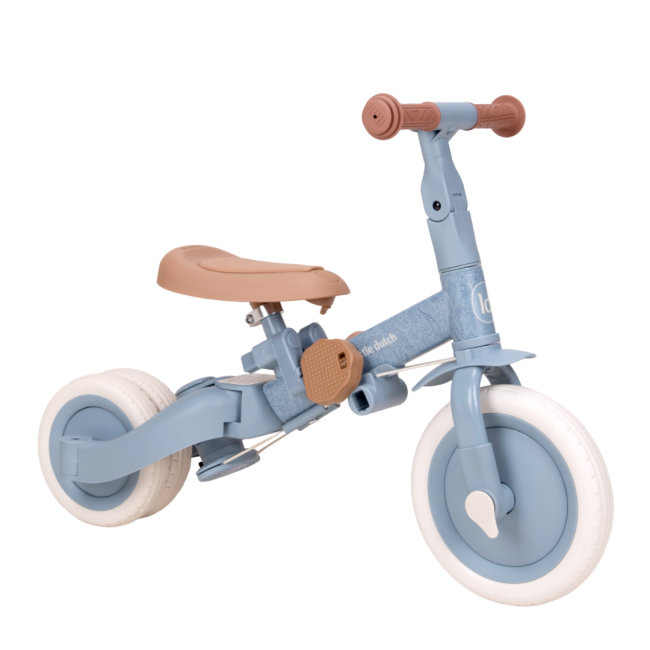 Tricicleta 4 in 1 cu bara de impingere - Blue - Little Dutch