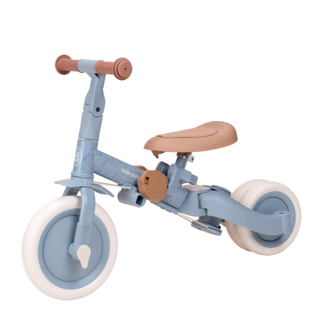 Tricicleta 4 in 1 cu bara de impingere - Blue - Little Dutch