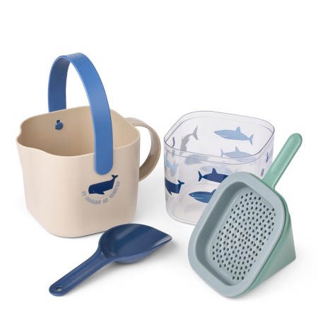 Set de jucarii pentru plaja - Roald Shark/Dove blue - Liewood